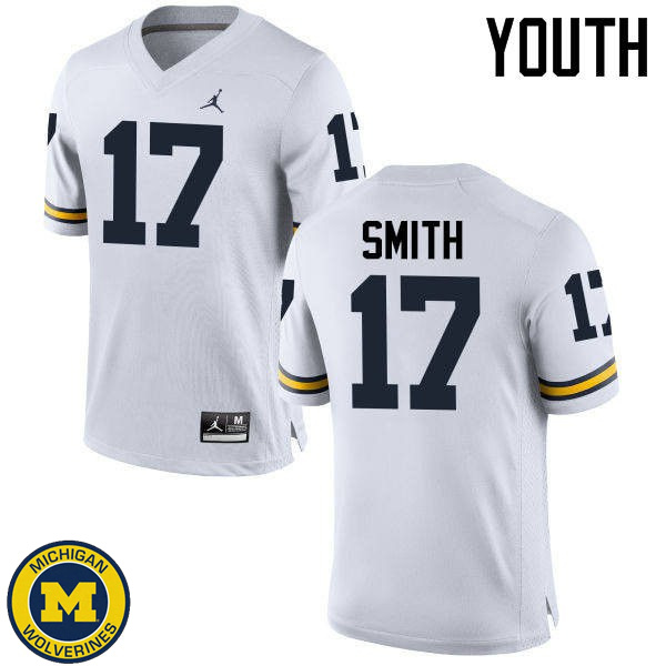 Youth Michigan Wolverines #17 Simeon Smith White College Game Jersey